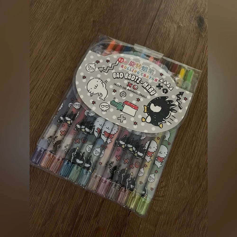 SANRIO-NWT Long Crayon Pens-choose Badtz-Maru or Little Twin Stars
